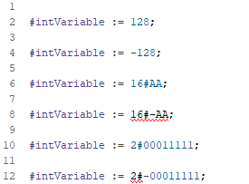 negative hexadecimal or binary values will not show the actual numerical value